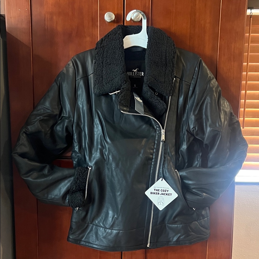 Hollister Black Leather Biker Jacket